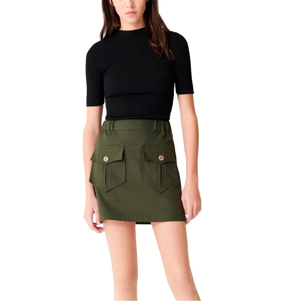Maje Jesna Cargo Mini Skirt in Green